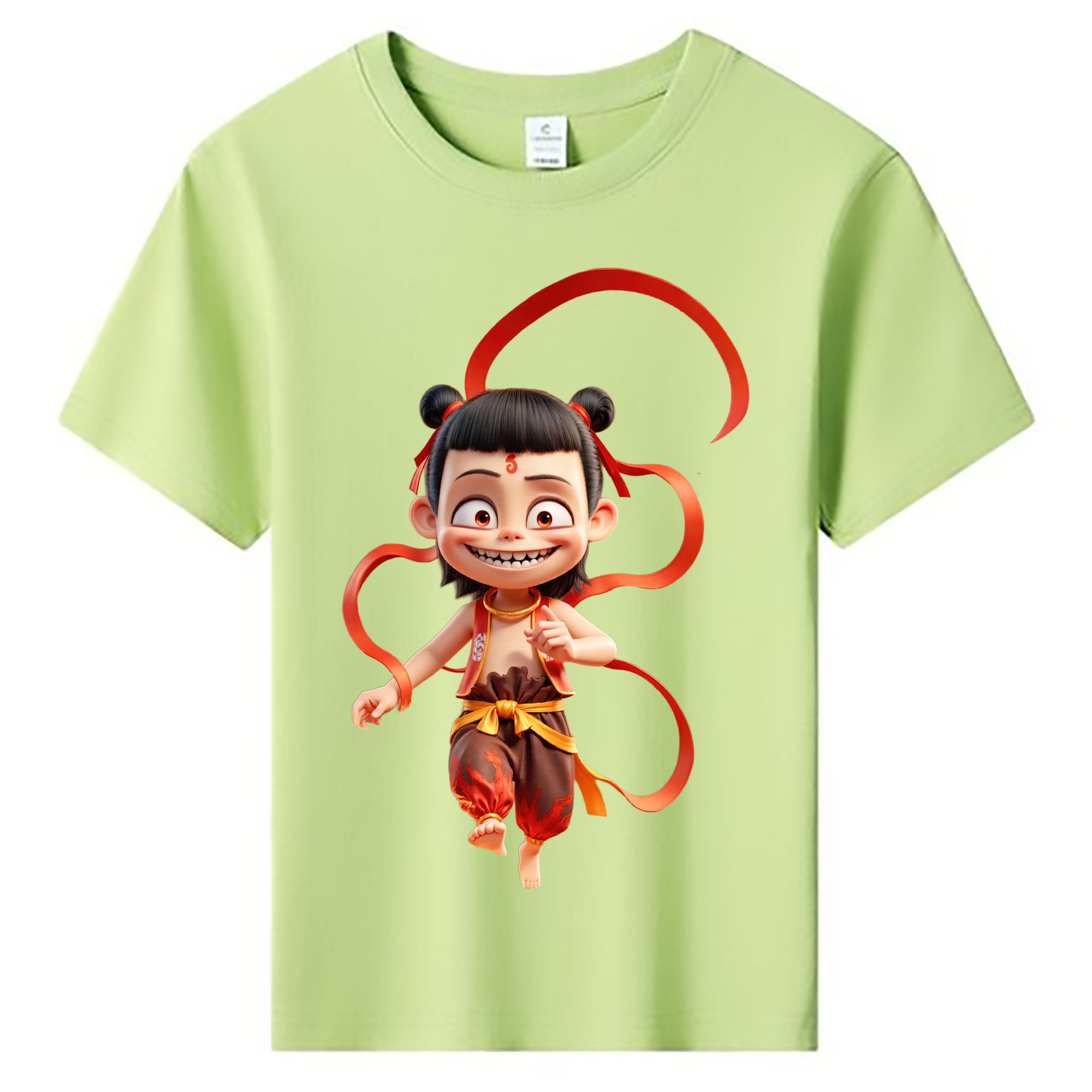 （画像用） Ne Zha 2 ナタ 魔童の大暴れ 綿100％キッズTシャツ（フロントプリント）